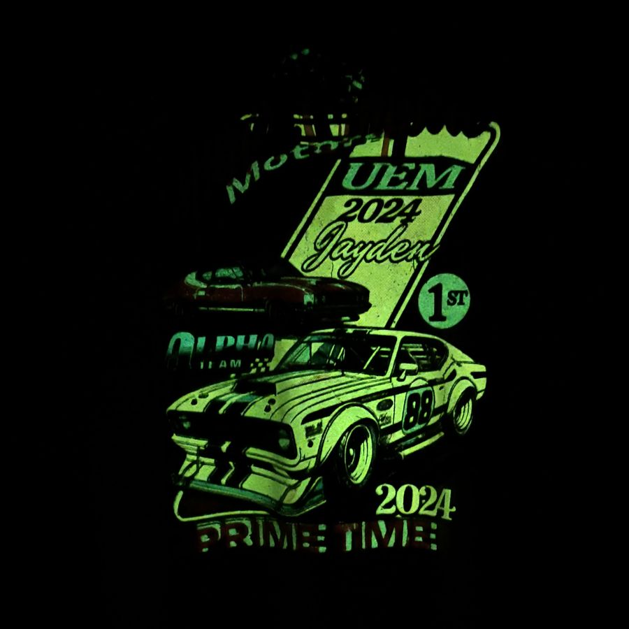Racing team shirt glowing in the dark